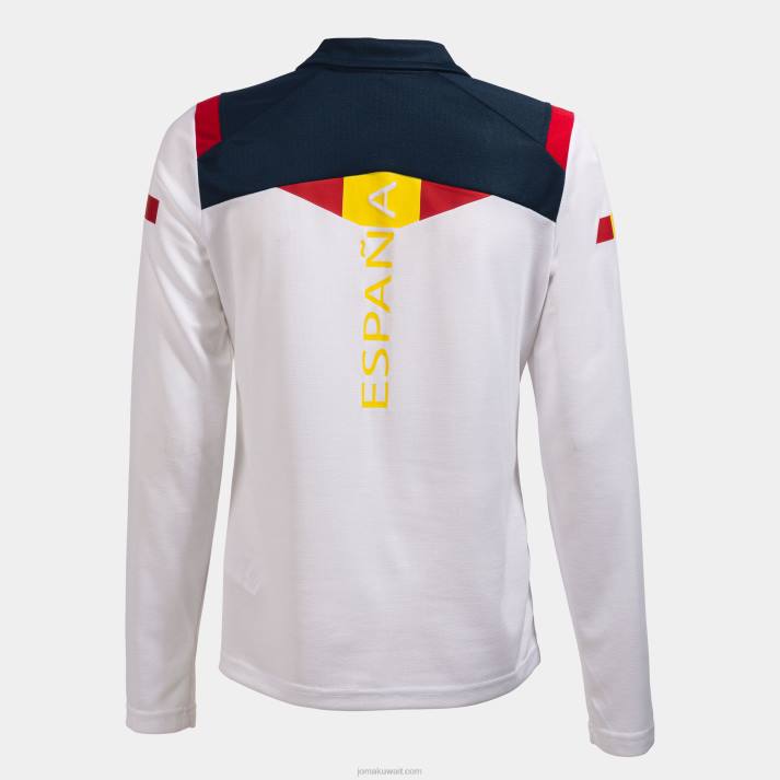 Joma 82P4R3598 أبيض قميص بولو كم طويل اللجنة الاولمبية الاسبانية نحيف