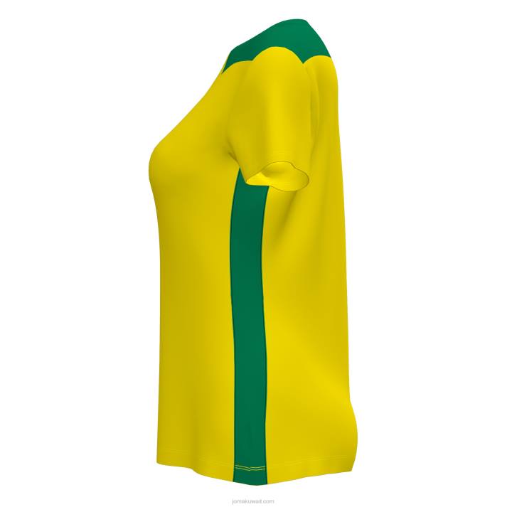 Joma 82P4R3616 الأخضر الأصفر بطولة قميص قصير الأكمام سادسا نحيف