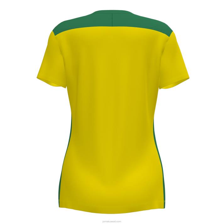 Joma 82P4R3616 الأخضر الأصفر بطولة قميص قصير الأكمام سادسا نحيف