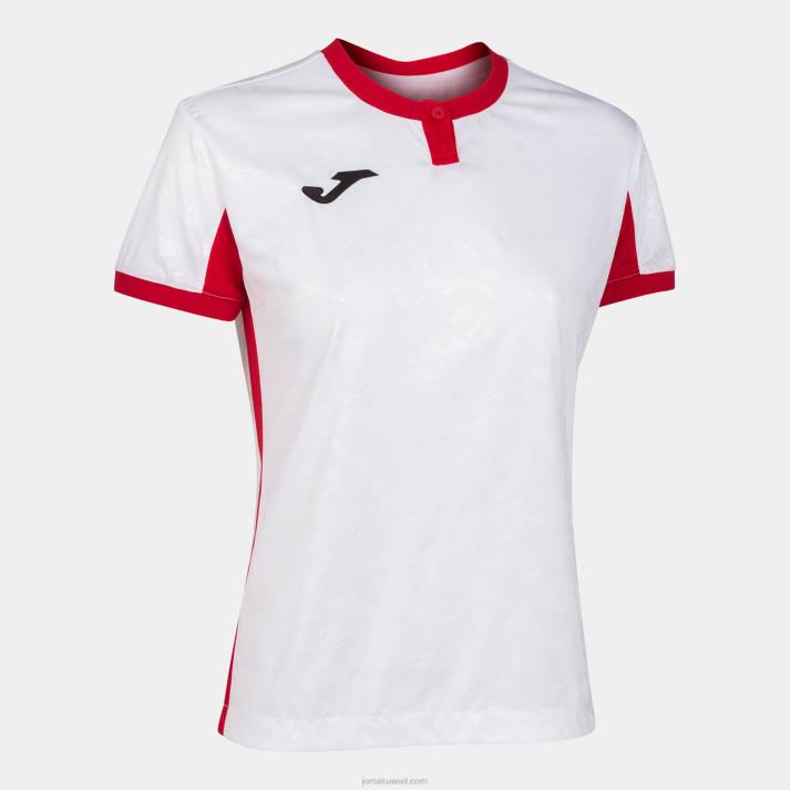 Joma 82P4R3626 أبيض أحمر قميص قصير الأكمام toletum الثاني نحيف
