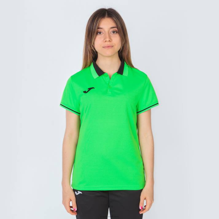 Joma 82P4R3649 نيون أخضر أسود بطولة قميص بولو قصير الاكمام vi نحيف