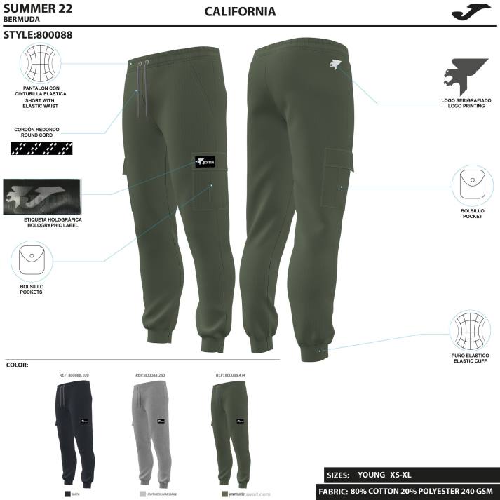 Joma 82P4R364 مزيج الرمادي لونجز سروال كاليفورنيا رجال