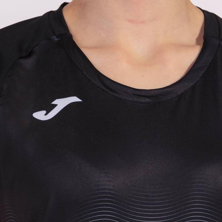 Joma 82P4R3663 أسود أبيض وردي فلوري قميص قصير الأكمام النخبة السابع نحيف