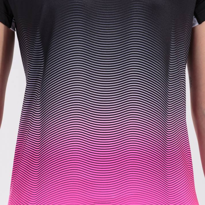 Joma 82P4R3663 أسود أبيض وردي فلوري قميص قصير الأكمام النخبة السابع نحيف