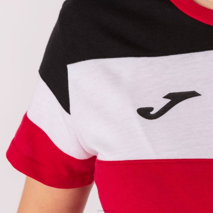 Joma 82P4R3665 أحمر أسود أبيض قميص بأكمام قصيرة طاقم رابعا نحيف