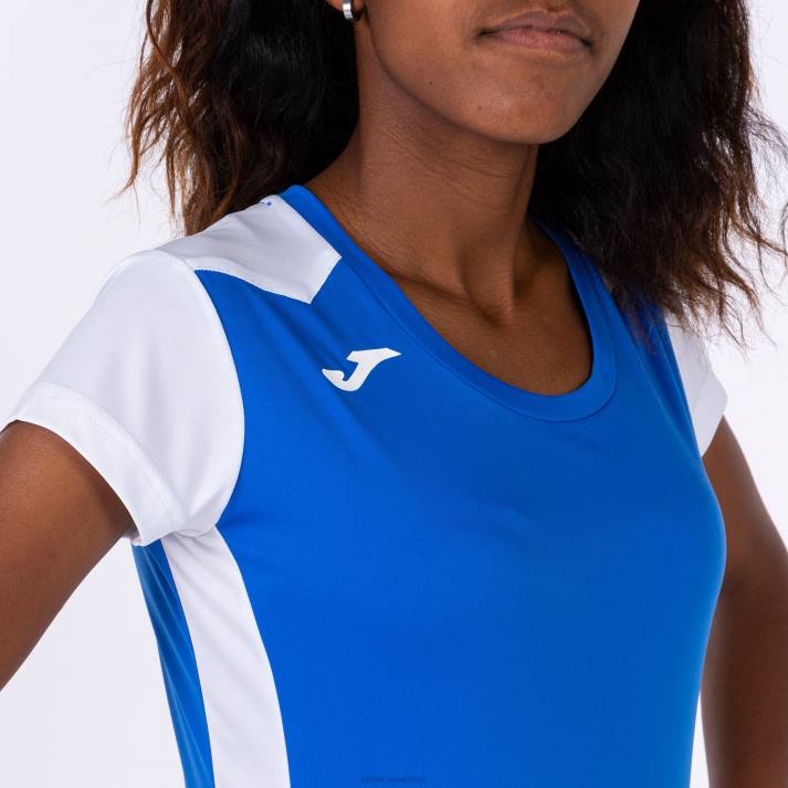 Joma 82P4R3667 أزرق ملكي أبيض قميص قصير الأكمام سجل الثاني نحيف