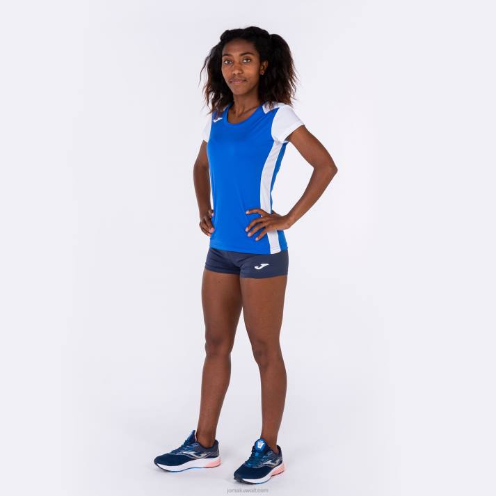 Joma 82P4R3667 أزرق ملكي أبيض قميص قصير الأكمام سجل الثاني نحيف