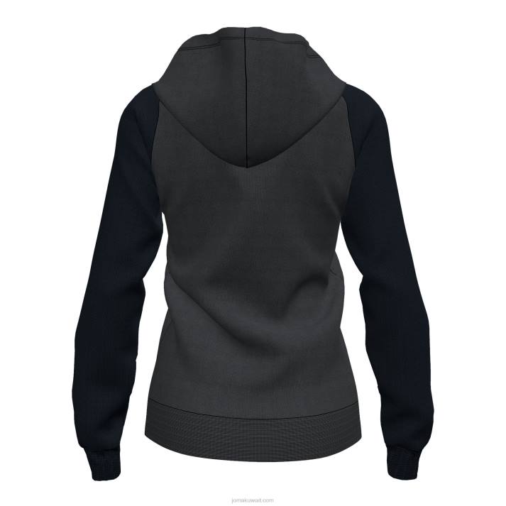 Joma 82P4R3676 أسود رمادي غامق أكاديمية جاكيت مقنع رابعًا نحيف