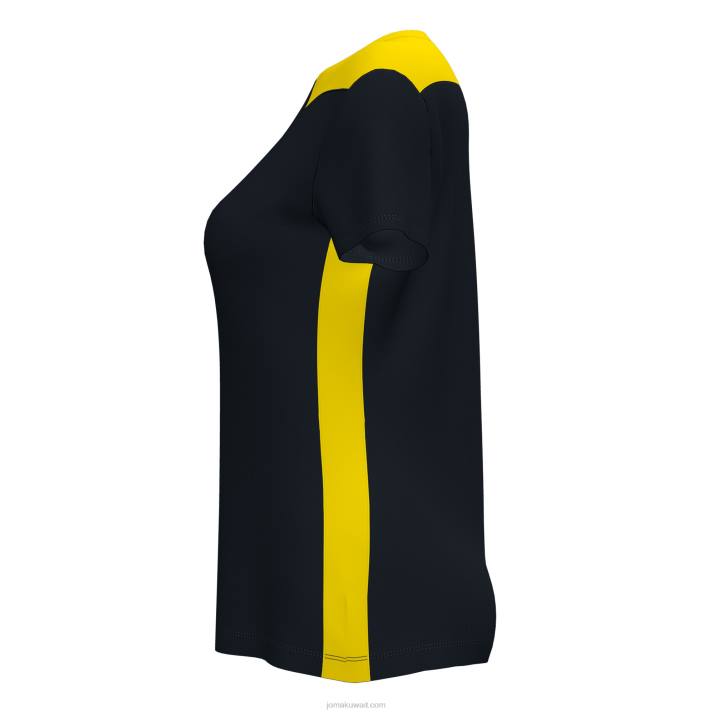 Joma 82P4R3678 أصفر مسود بطولة قميص قصير الأكمام سادسا نحيف