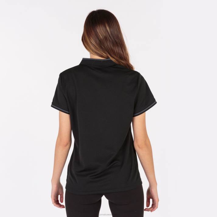 Joma 82P4R3686 أسود رمادي غامق بطولة قميص بولو قصير الاكمام vi نحيف