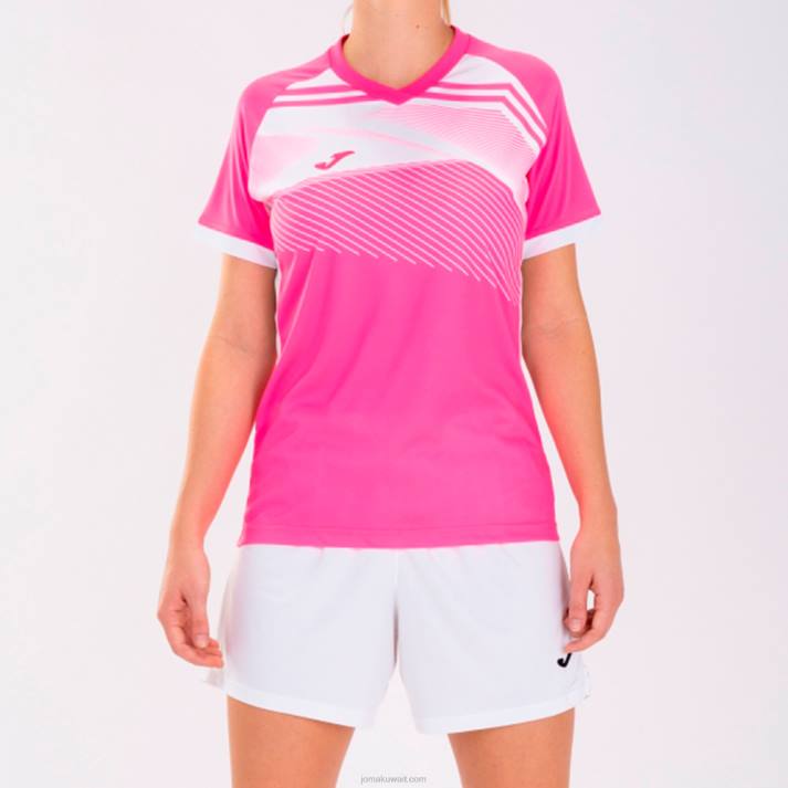 Joma 82P4R3700 الفلورسنت الوردي الأبيض قميص بأكمام قصيرة سوبر نوفا الثاني نحيف