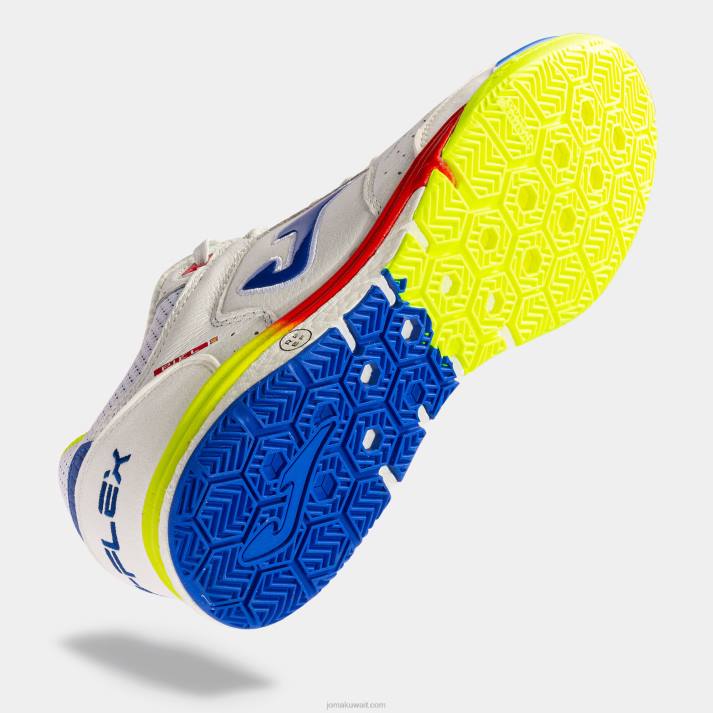 Joma 82P4R3710 أبيض أصفر فلوري أحذية كرة الصالات أعلى فليكس انتعاش 22 اختيار داخل الصالات الإسبانية