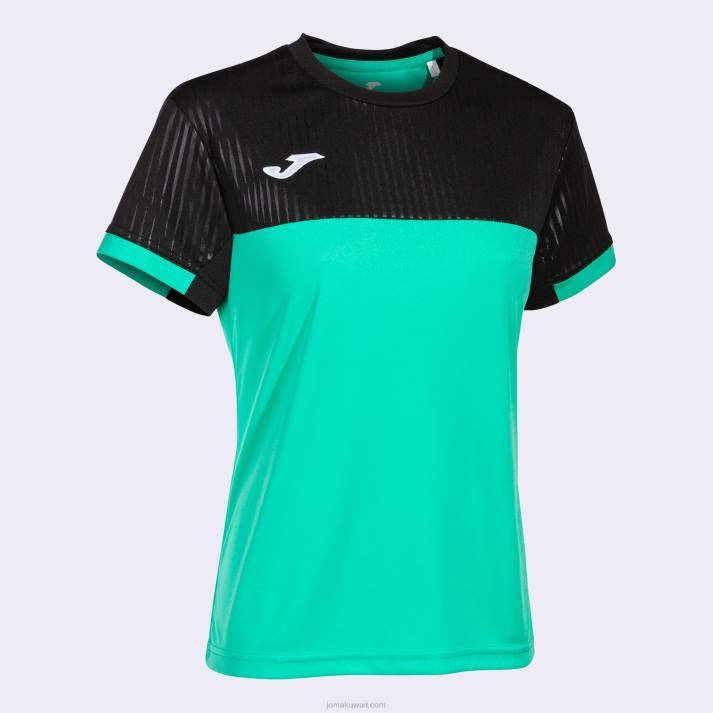 Joma 82P4R3712 أخضر أسود قميص قصير الأكمام مونتريال نحيف