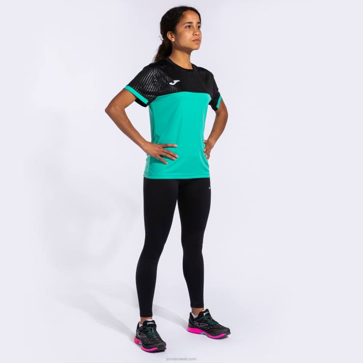 Joma 82P4R3712 أخضر أسود قميص قصير الأكمام مونتريال نحيف