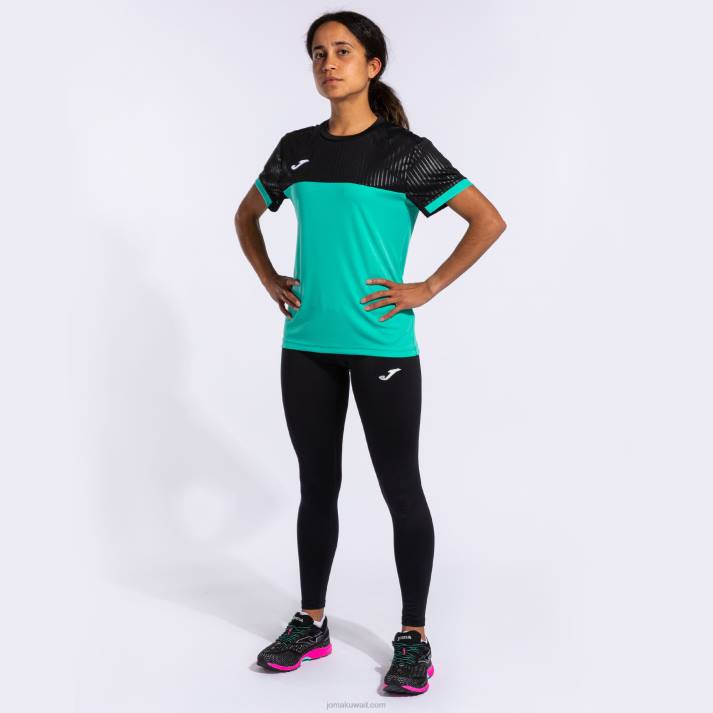 Joma 82P4R3712 أخضر أسود قميص قصير الأكمام مونتريال نحيف