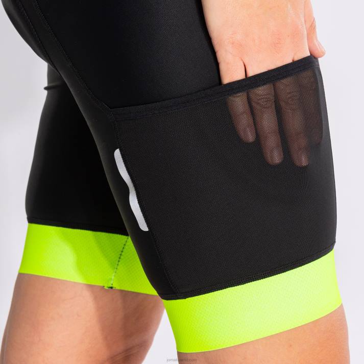 Joma 82P4R3753 أسود أصفر فلوري شورت ركوب الدراجات كرونو نحيف