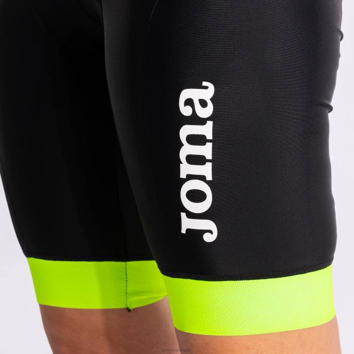 Joma 82P4R3753 أسود أصفر فلوري شورت ركوب الدراجات كرونو نحيف