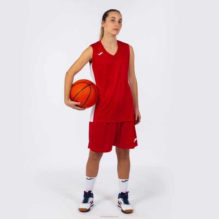 Joma 82P4R3758 احمر ابيض تي شيرت بلا أكمام كانشا ​​الثالث نحيف