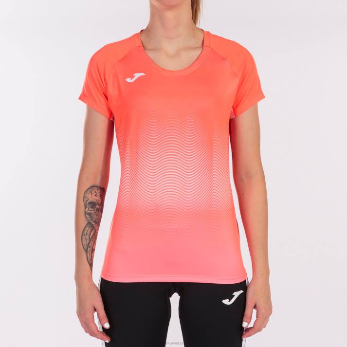 Joma 82P4R3761 نيون المرجان الأبيض قميص قصير الأكمام النخبة السابع نحيف