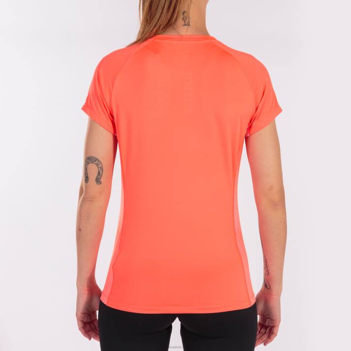 Joma 82P4R3761 نيون المرجان الأبيض قميص قصير الأكمام النخبة السابع نحيف