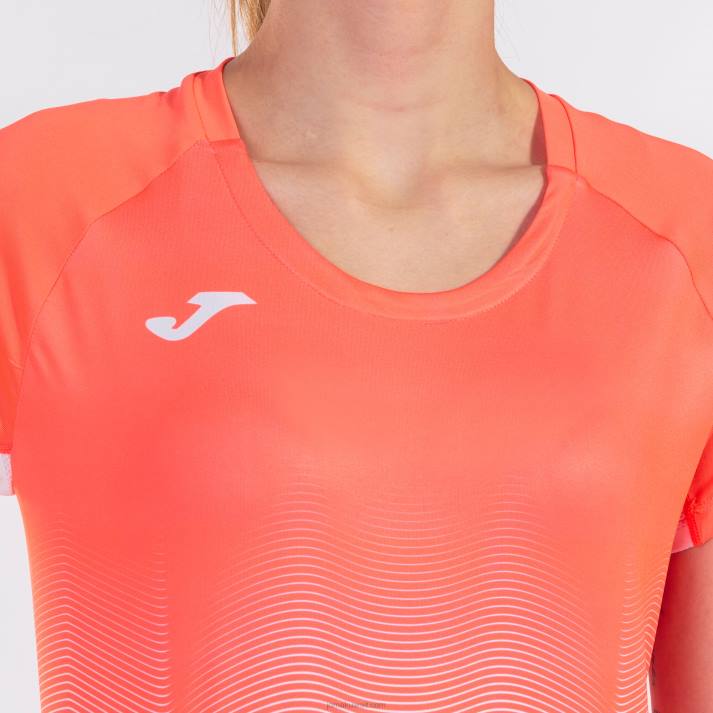 Joma 82P4R3761 نيون المرجان الأبيض قميص قصير الأكمام النخبة السابع نحيف