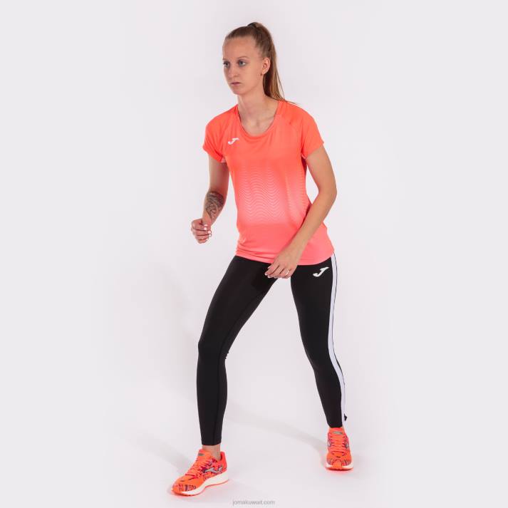 Joma 82P4R3761 نيون المرجان الأبيض قميص قصير الأكمام النخبة السابع نحيف