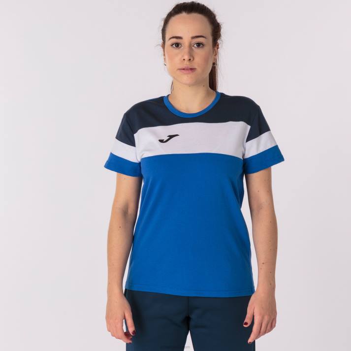 Joma 82P4R3784 الأزرق الملكي الأزرق الداكن الأبيض قميص بأكمام قصيرة طاقم رابعا نحيف