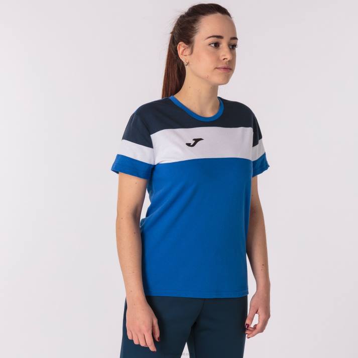 Joma 82P4R3784 الأزرق الملكي الأزرق الداكن الأبيض قميص بأكمام قصيرة طاقم رابعا نحيف