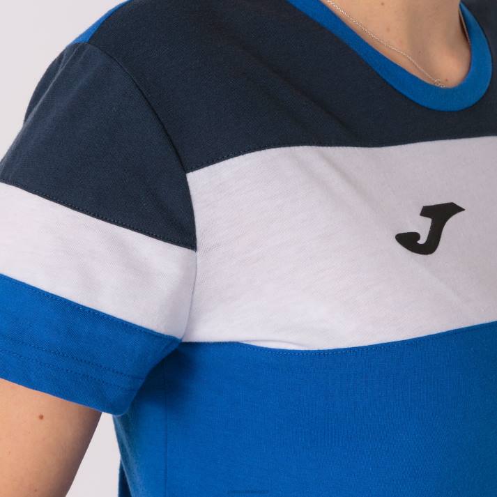 Joma 82P4R3784 الأزرق الملكي الأزرق الداكن الأبيض قميص بأكمام قصيرة طاقم رابعا نحيف