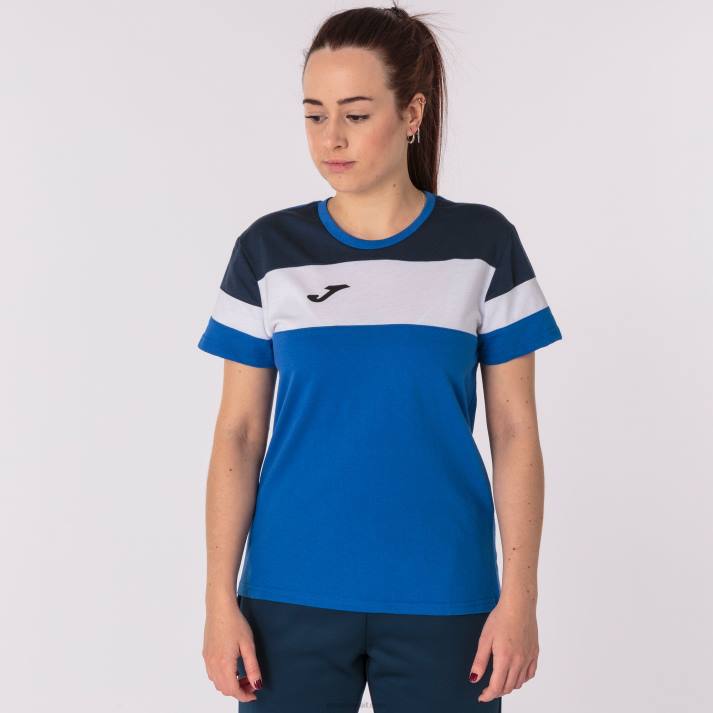 Joma 82P4R3784 الأزرق الملكي الأزرق الداكن الأبيض قميص بأكمام قصيرة طاقم رابعا نحيف