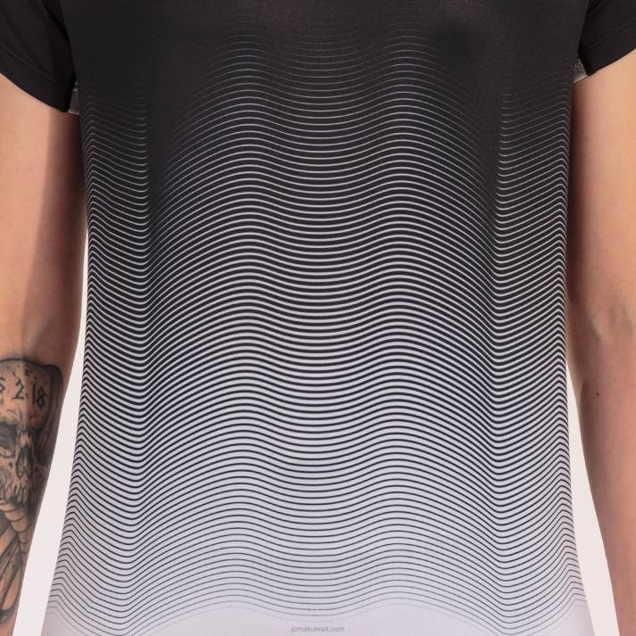 Joma 82P4R3789 أسود أبيض رمادي قميص قصير الأكمام النخبة السابع نحيف