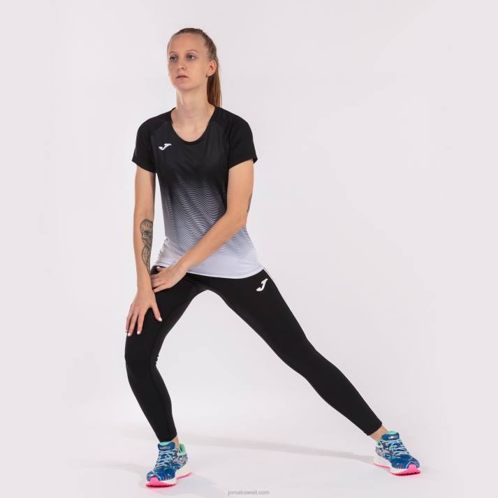 Joma 82P4R3789 أسود أبيض رمادي قميص قصير الأكمام النخبة السابع نحيف