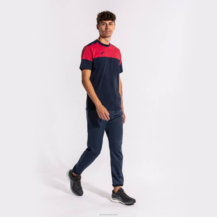 Joma 82P4R381 الأزرق الداكن الأحمر قميص طاقم قصير الأكمام v رجال