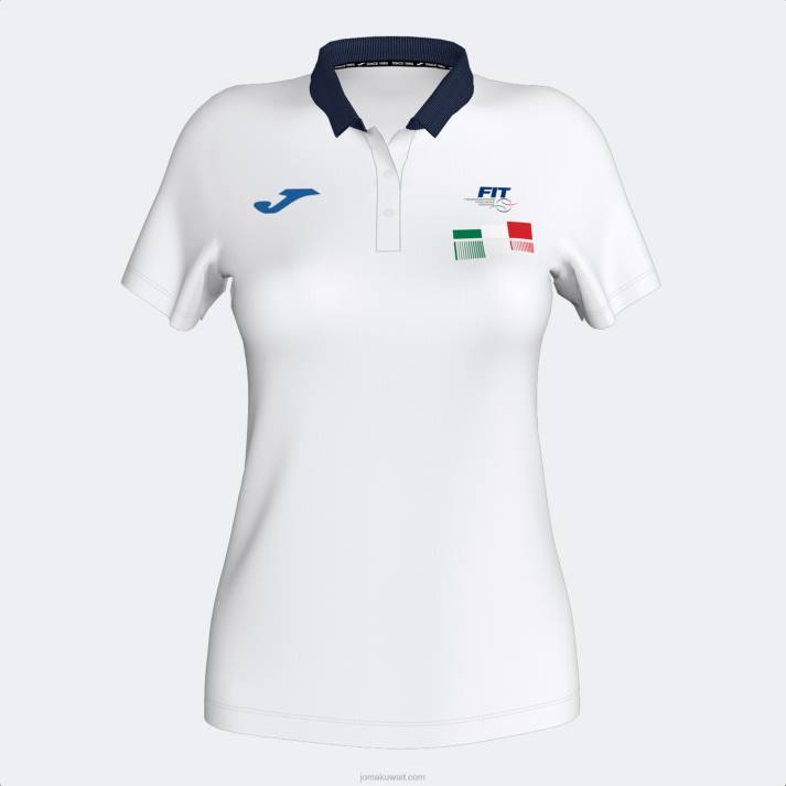 Joma 82P4R3837 أبيض قميص بولو قصير الاكمام الاتحاد الايطالي للتنس نحيف