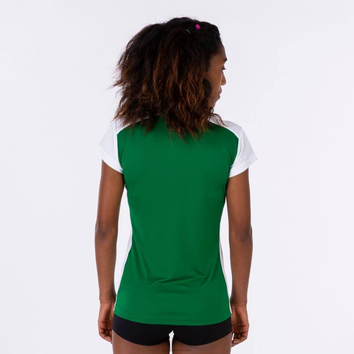 Joma 82P4R3893 أبيض أخضر قميص قصير الأكمام سجل الثاني نحيف