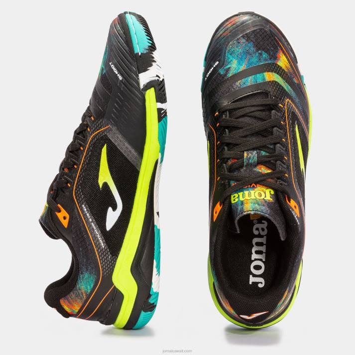 Joma 82P4R3930 أسود أصفر فلوري حذاء كرة الصالات Invicto 23 داخلي