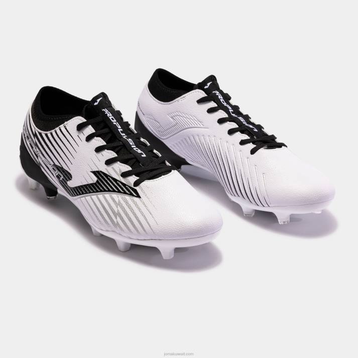 Joma 82P4R3931 أبيض أسود حذاء كرة القدم كوب الدفع 23 Fg Ground FG