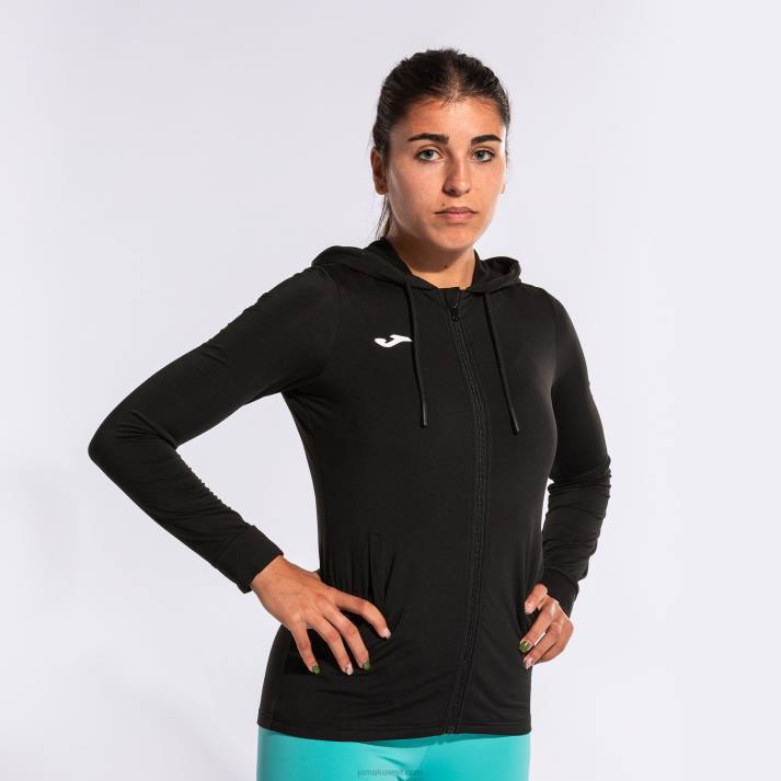 Joma 82P4R3942 أسود مقنعين سترة النحت الثاني نحيف
