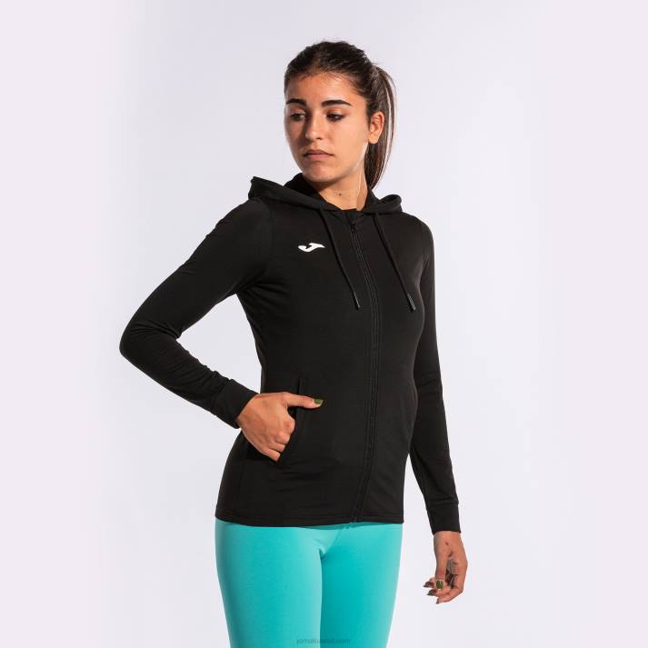 Joma 82P4R3942 أسود مقنعين سترة النحت الثاني نحيف