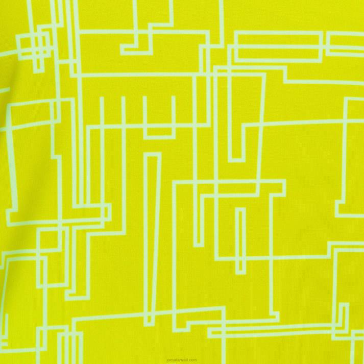 Joma 82P4R3962 الأزرق الداكن أصفر فلوري قميص من النوع الثقيل النخبة الثامن نحيف