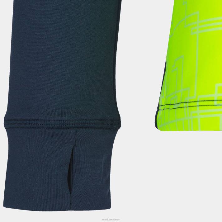 Joma 82P4R3962 الأزرق الداكن أصفر فلوري قميص من النوع الثقيل النخبة الثامن نحيف