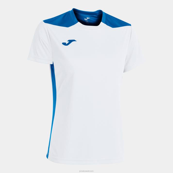 Joma 82P4R3963 أبيض أزرق ملكي بطولة قميص قصير الأكمام سادسا نحيف