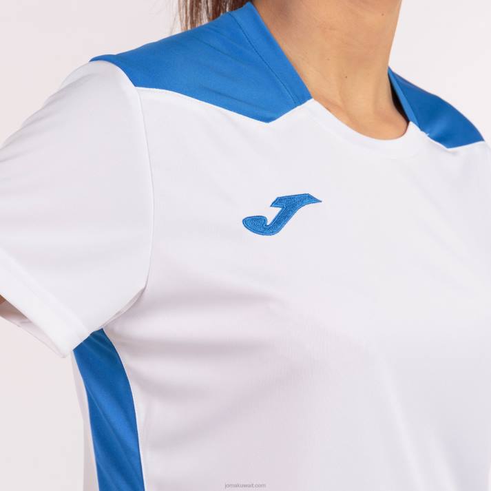 Joma 82P4R3963 أبيض أزرق ملكي بطولة قميص قصير الأكمام سادسا نحيف
