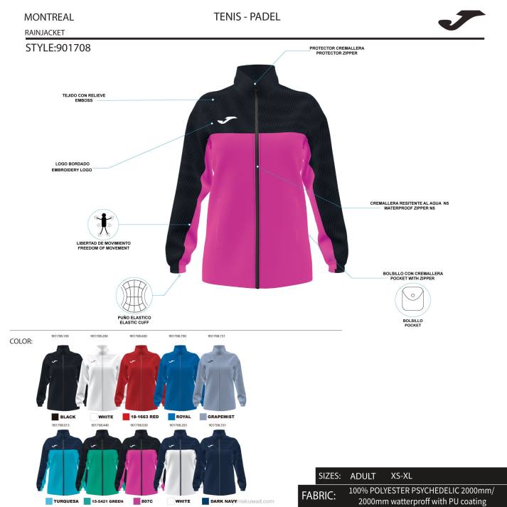 Joma 82P4R3976 أزرق Rainjacket مونتريال نحيف