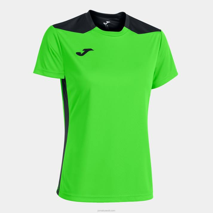 Joma 82P4R4009 نيون أخضر أسود بطولة قميص قصير الأكمام سادسا نحيف