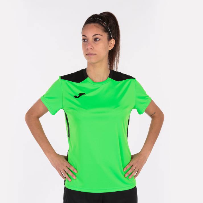 Joma 82P4R4009 نيون أخضر أسود بطولة قميص قصير الأكمام سادسا نحيف