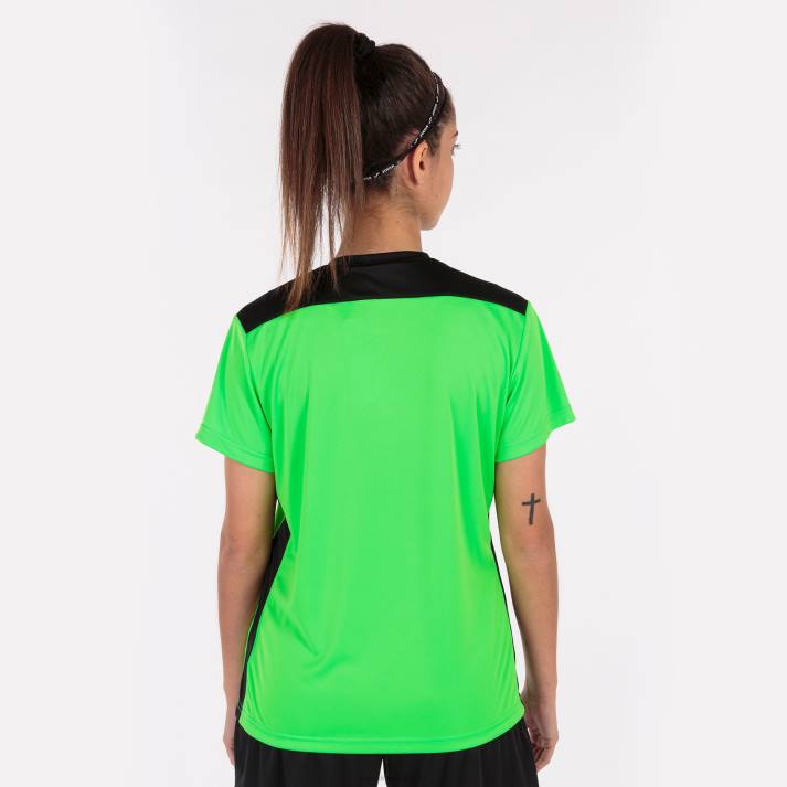 Joma 82P4R4009 نيون أخضر أسود بطولة قميص قصير الأكمام سادسا نحيف