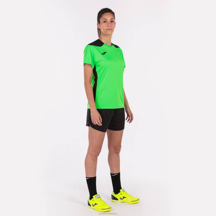 Joma 82P4R4009 نيون أخضر أسود بطولة قميص قصير الأكمام سادسا نحيف