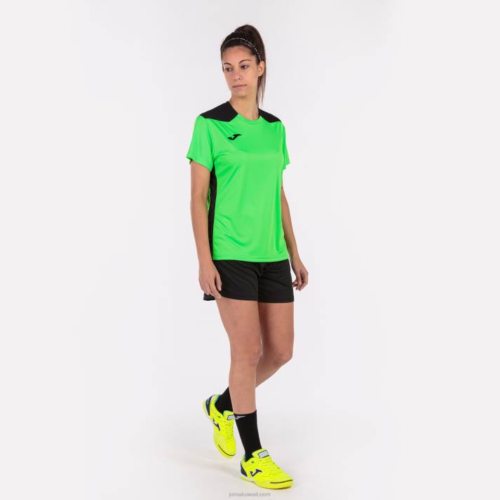 Joma 82P4R4009 نيون أخضر أسود بطولة قميص قصير الأكمام سادسا نحيف