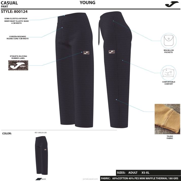 Joma 82P4R4039 أسود لونغز السراويل دافني نحيف